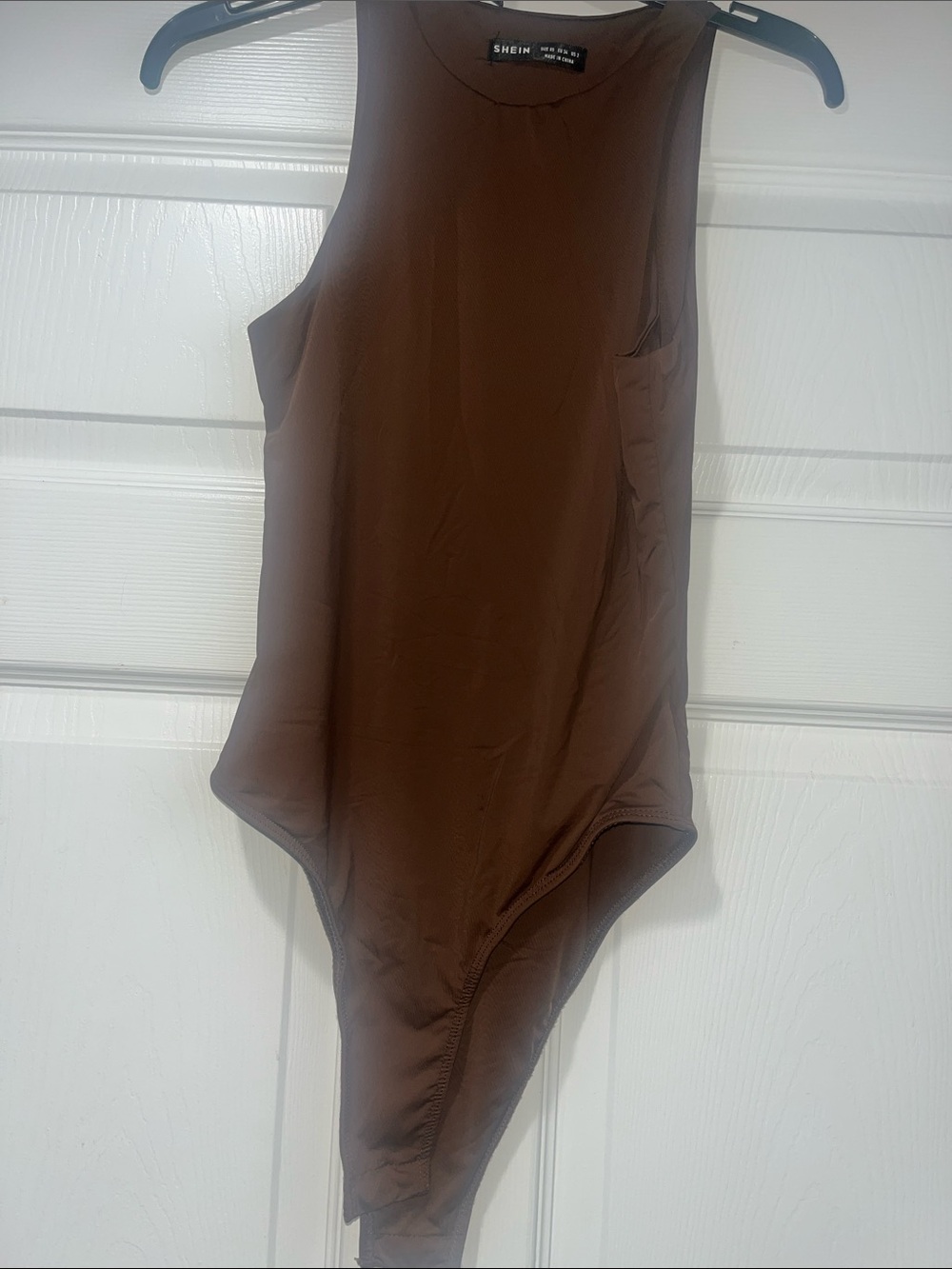 SHEIN Brown Sleeveless Kids One-Piece Bodysuit with Pocket